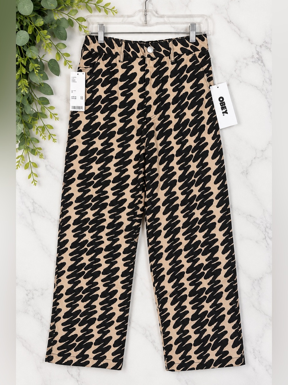 OBEY Brighton Print Carpenter Pants Black Multi Size 26 NWT